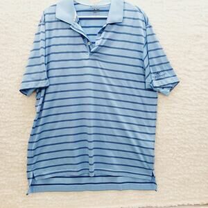 Shirt Polo Men Adidas Climacool Cimarron Hills Golf Blue Striped Texas Size L